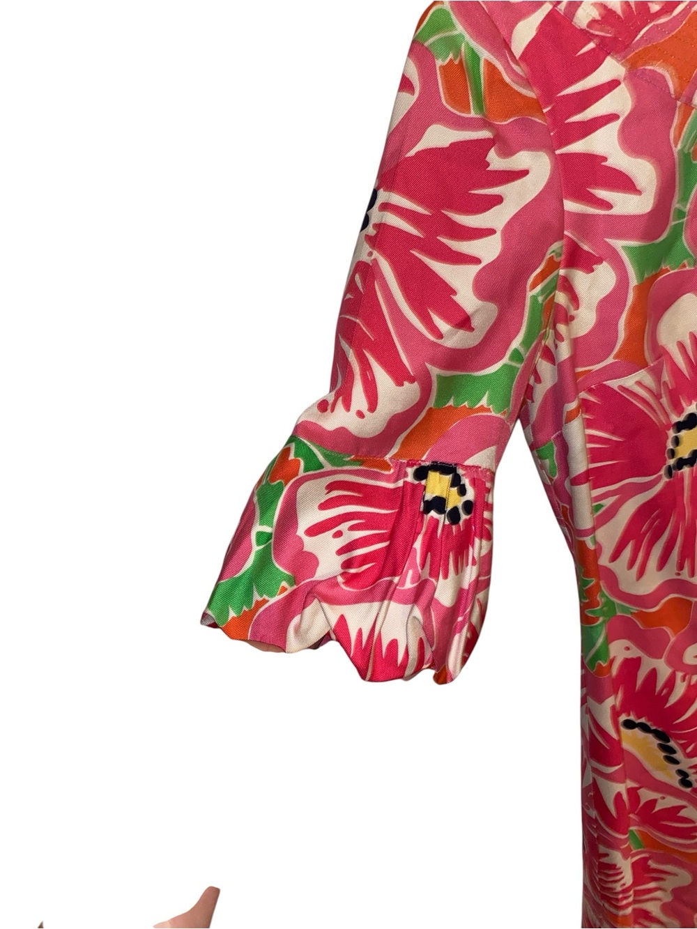 Lilly Pulitzer Dasha pink floral silk shift dress bell puff sleeves Resortwear - Picture 7 of 12